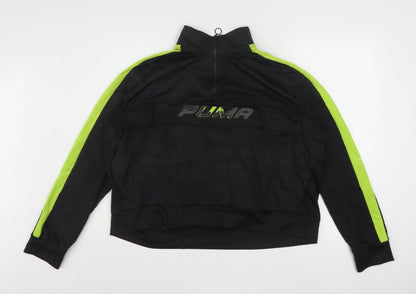 Puma Women's Black & Green 3XL 1/4 Zip Pullover Sweatshirt