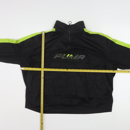 Puma Women's Black & Green 3XL 1/4 Zip Pullover Sweatshirt