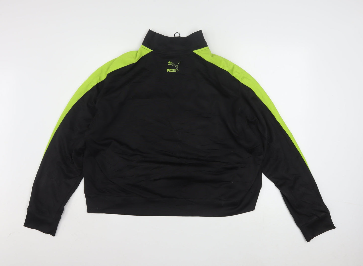 Puma Women's Black & Green 3XL 1/4 Zip Pullover Sweatshirt