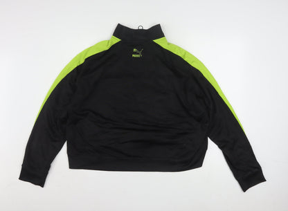 Puma Women's Black & Green 3XL 1/4 Zip Pullover Sweatshirt