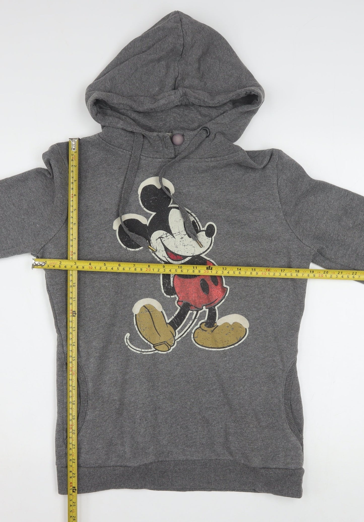 Disney Women Grey Mickey Mouse Pullover Hoodie Medium Cotton Blend