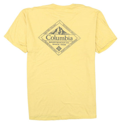 Columbia Men's Yellow Graphic Print Crew Neck Cotton T-Shirt XL