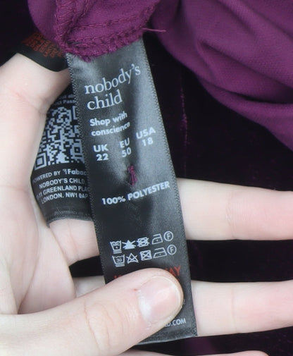 Nobody's Child Women's Purple Velvet Wide-Leg Trousers Size 22