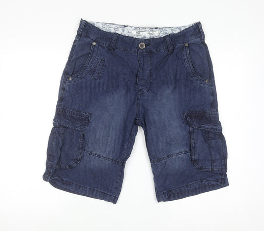 Denim Co. Men's Blue Cargo Shorts Size L W36 Cotton Casual