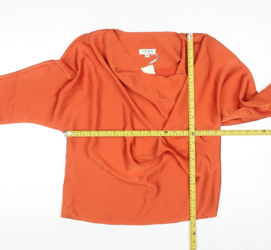 Jovonna London Women's Orange Cowl Neck Long Sleeve Blouse XS