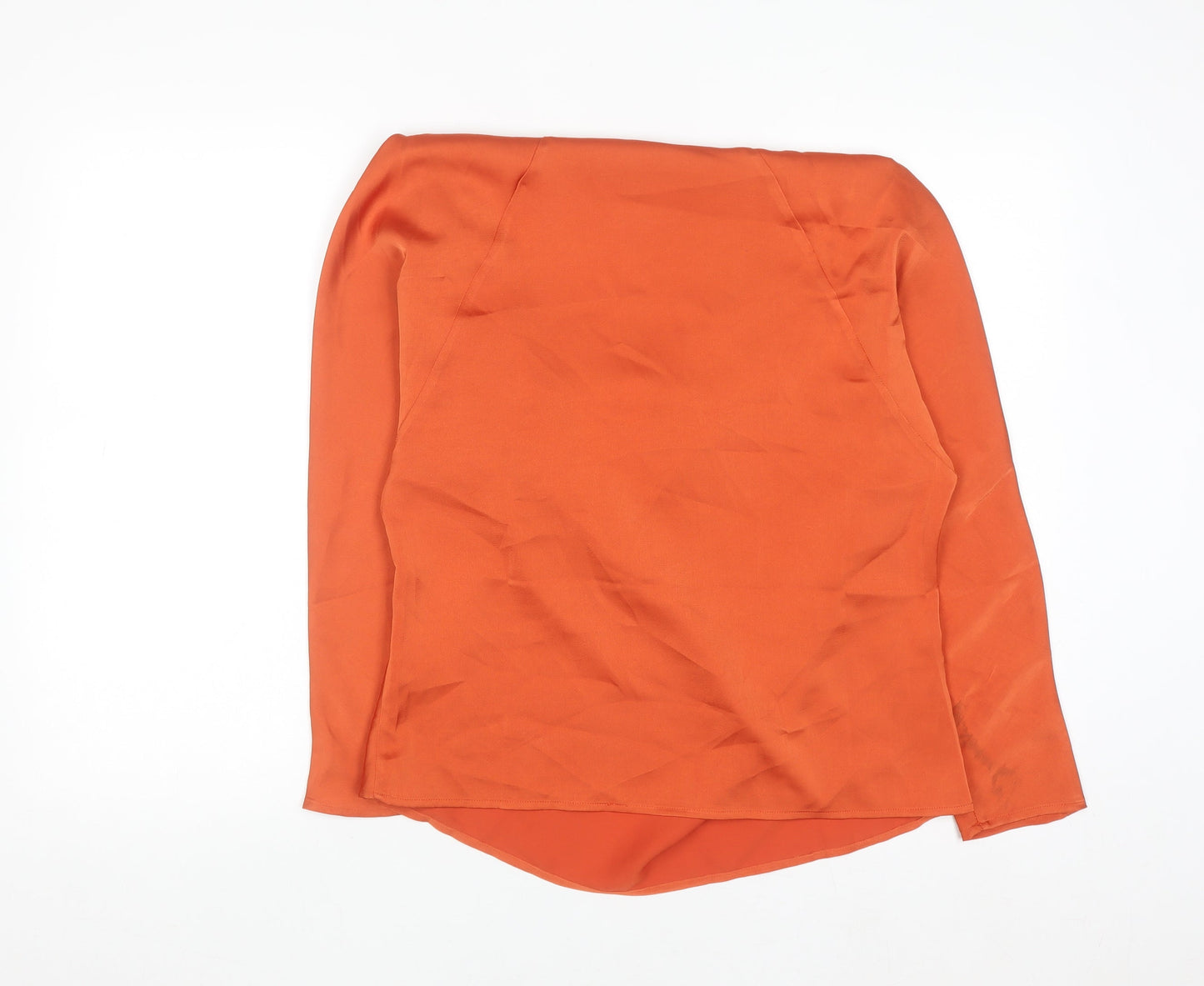 Jovonna London Women's Orange Cowl Neck Long Sleeve Blouse XS