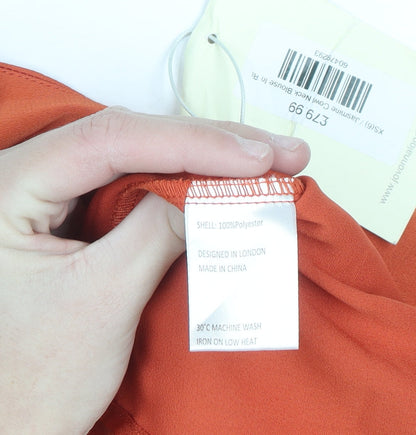 Jovonna London Women's Orange Cowl Neck Long Sleeve Blouse XS