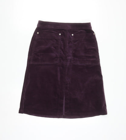 Marks and Spencer Women Purple A-Line Corduroy Skirt Size 10