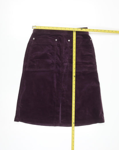 Marks and Spencer Women Purple A-Line Corduroy Skirt Size 10
