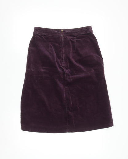 Marks and Spencer Women Purple A-Line Corduroy Skirt Size 10