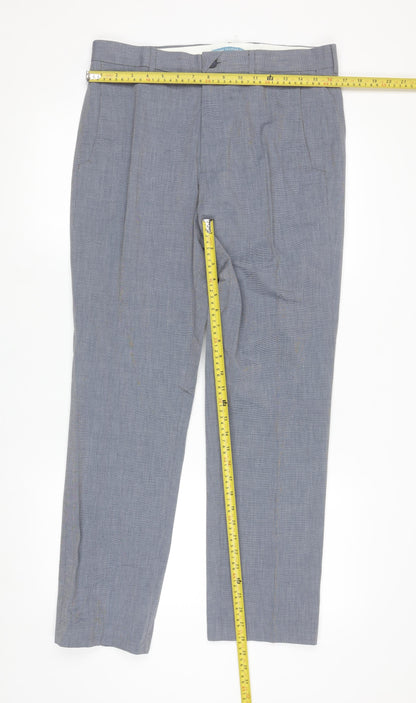 Marks and Spencer Mens Blue 32 Regular Fit Cotton Dress Pants