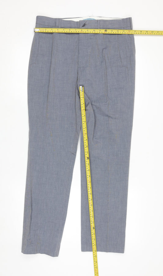 Marks and Spencer Mens Blue 32 Regular Fit Cotton Dress Pants