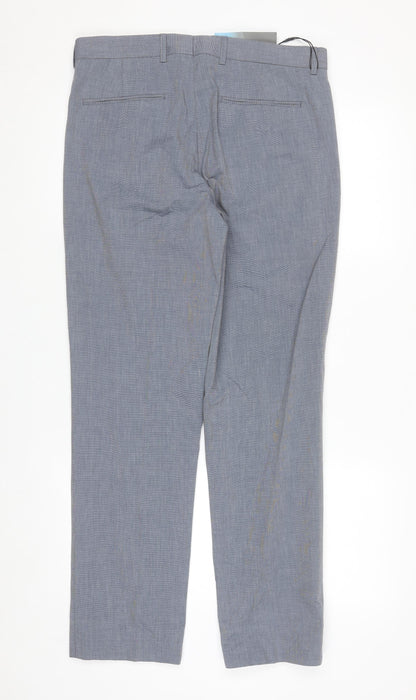 Marks and Spencer Mens Blue 32 Regular Fit Cotton Dress Pants