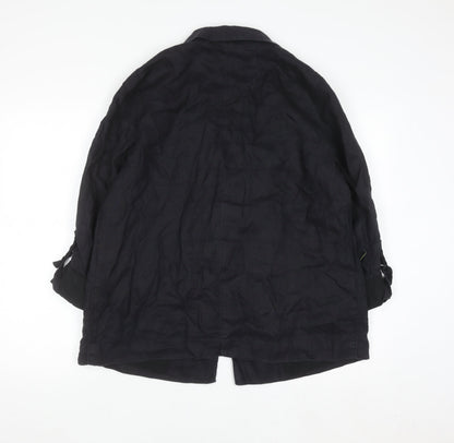 Esprit Womens Black Linen Blazer Jacket Size 16 Regular Fit