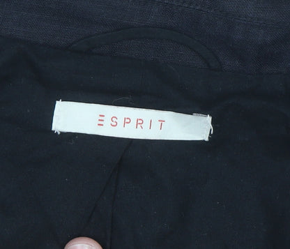 Esprit Womens Black Linen Blazer Jacket Size 16 Regular Fit