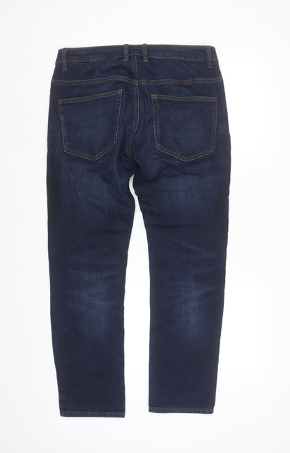 Dunnes Stores Men's Blue Slim Straight Jeans 32W 30L Dark Wash Denim