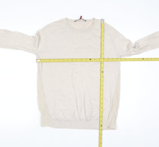 Comptoir des Cotonniers Women Beige L Crew Neck Pullover Jumper