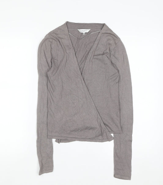 EAST Women’s Grey Wrap V-Neck Lightweight Knit Jumper Size 10