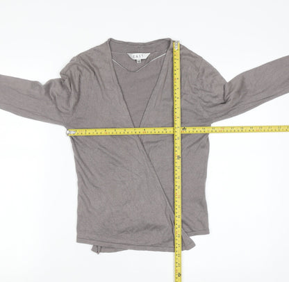EAST Women’s Grey Wrap V-Neck Lightweight Knit Jumper Size 10
