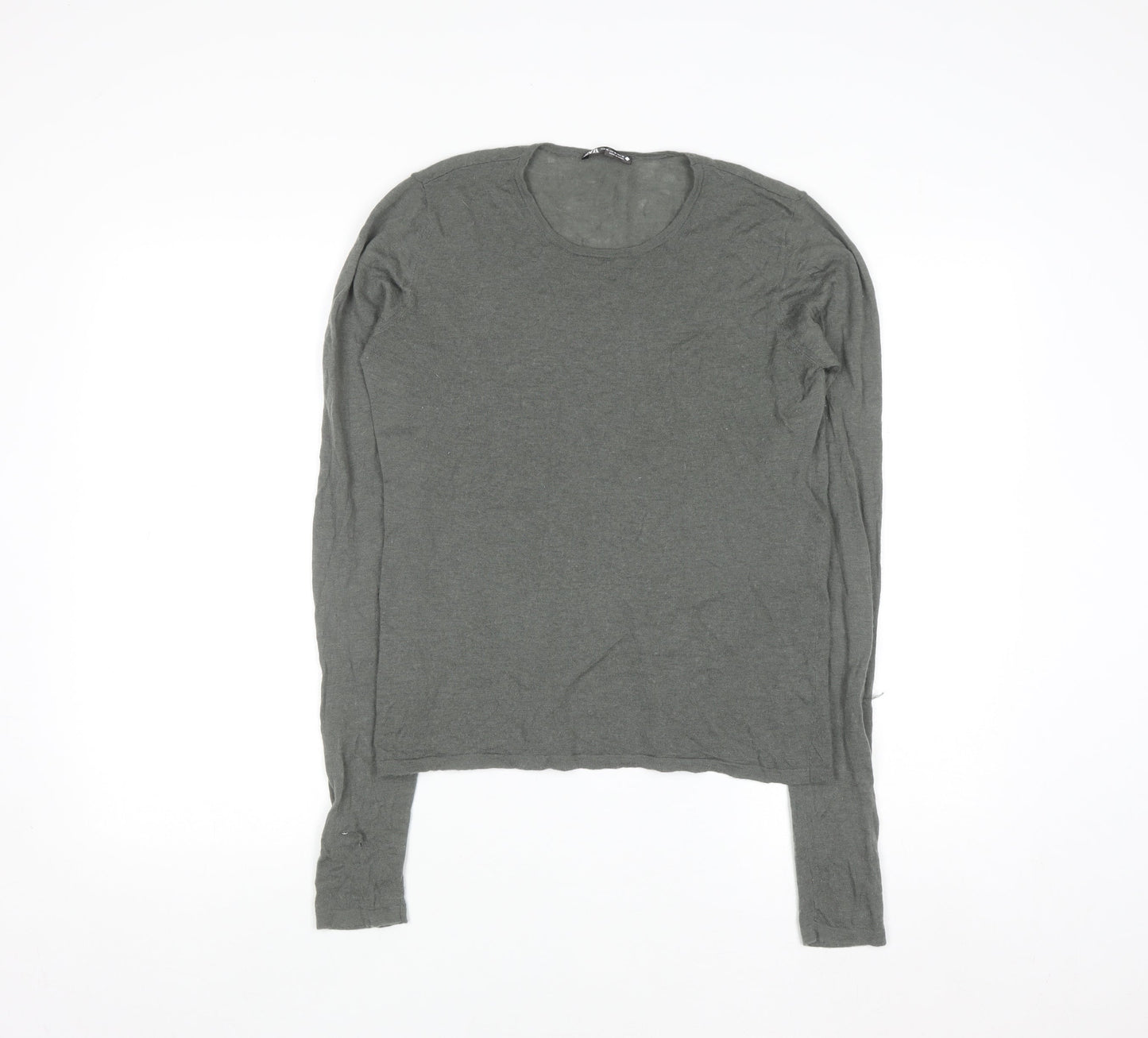ZARA Women Grey Wool Long Sleeve Pullover Jumper Size 14