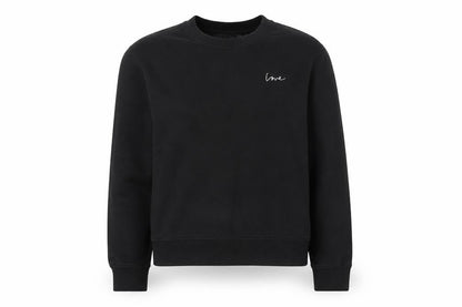 H&M Divided Women Black XS Pullover Sweatshirt with Love Embroidery