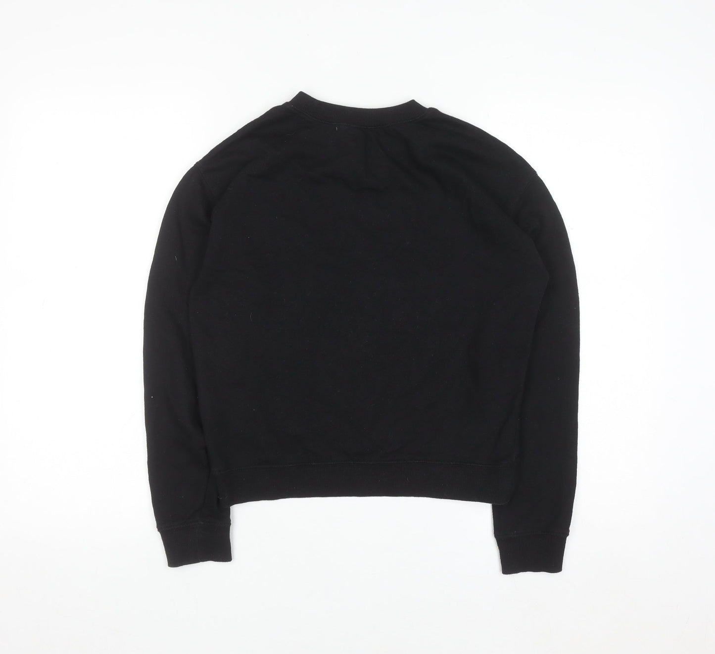 H&M Divided Women Black XS Pullover Sweatshirt with Love Embroidery