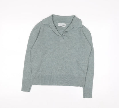 Marks and Spencer Women’s Green Merino Wool Collared Jumper Size S
