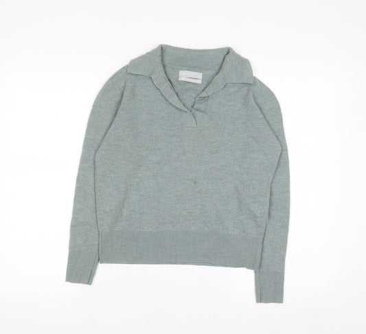 Marks and Spencer Women’s Green Merino Wool Collared Jumper Size S