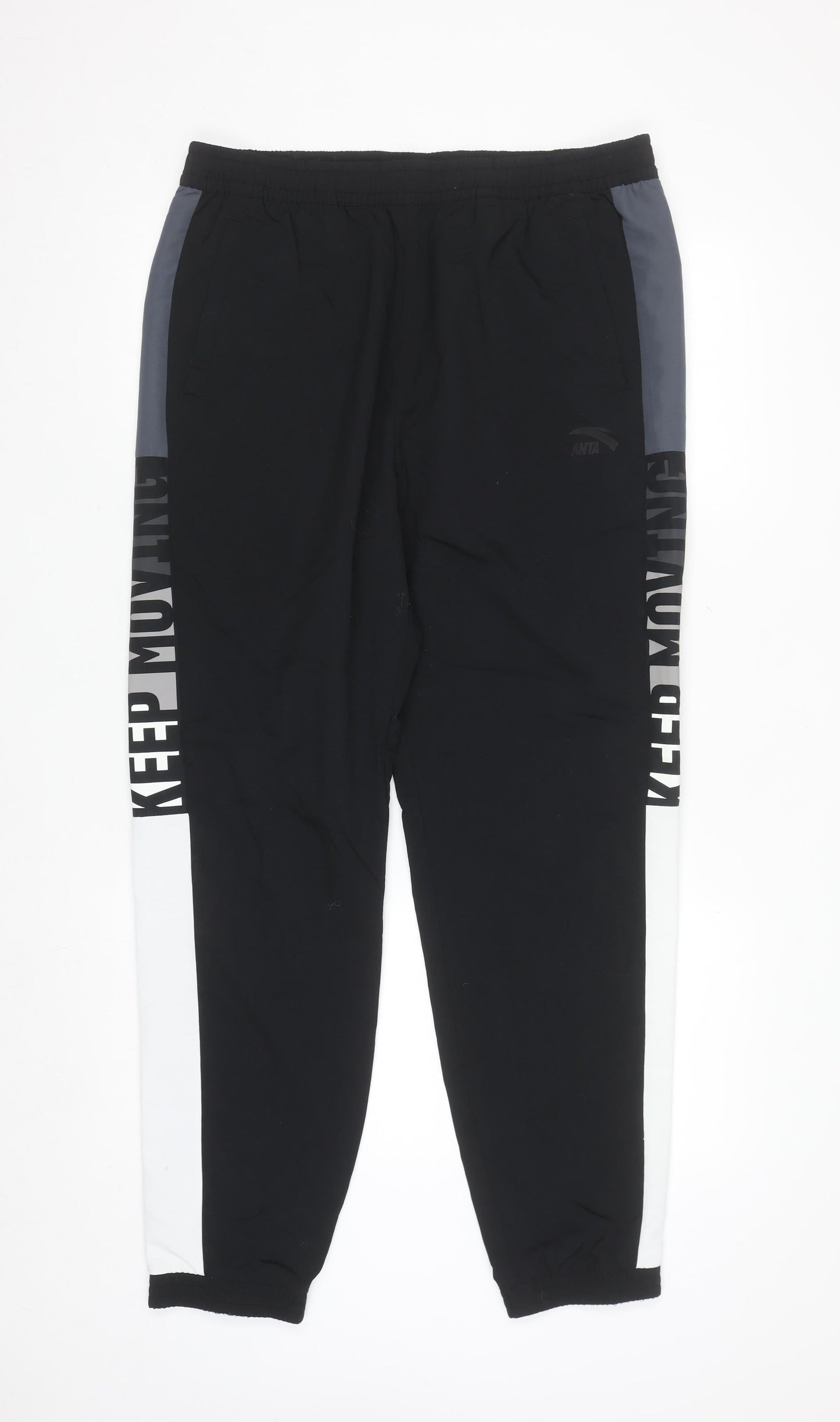 Anta Men's Black 2XL Jogger Activewear Trousers with Side Stripes