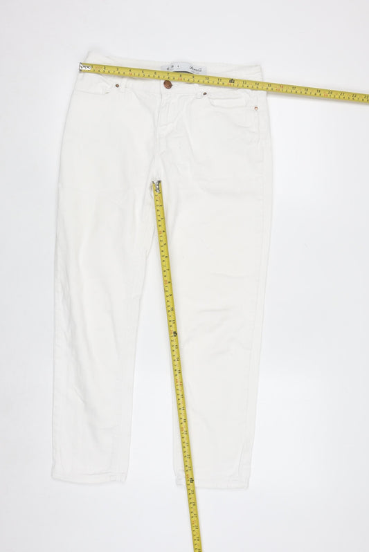 Denim Co. Women's White Size 10 Straight Stretch Jeans