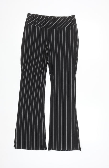 H&M Divided Women’s Black Striped Wide-Leg Trousers Size 8