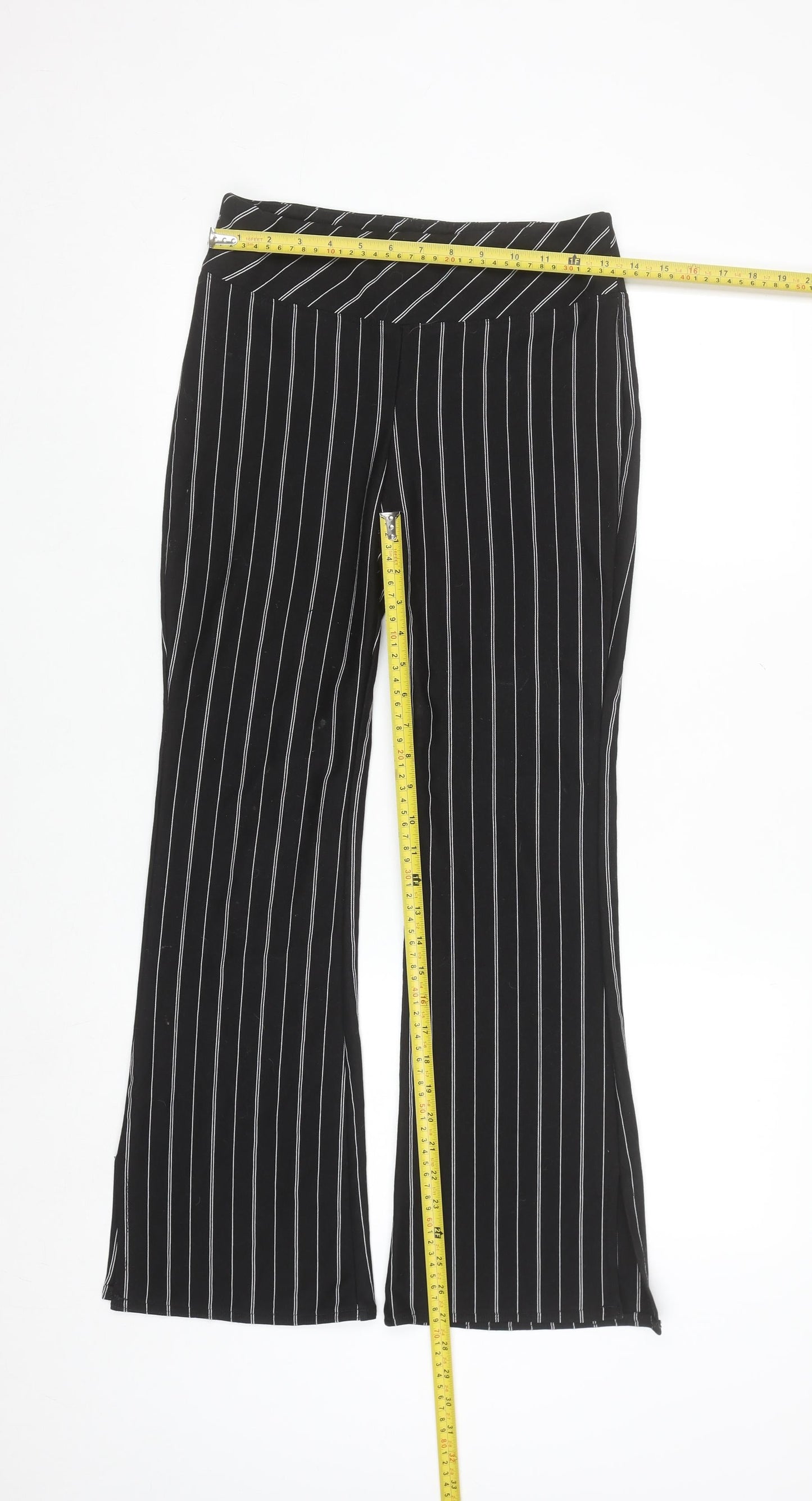 H&M Divided Women’s Black Striped Wide-Leg Trousers Size 8