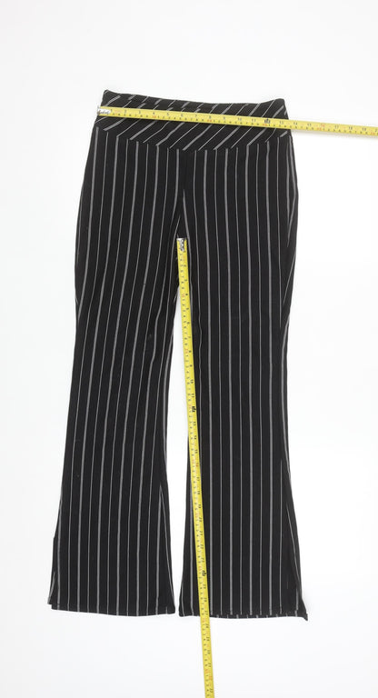 H&M Divided Women’s Black Striped Wide-Leg Trousers Size 8