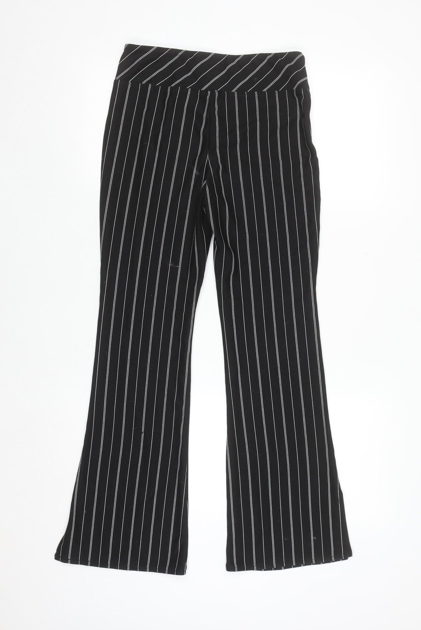 H&M Divided Women’s Black Striped Wide-Leg Trousers Size 8