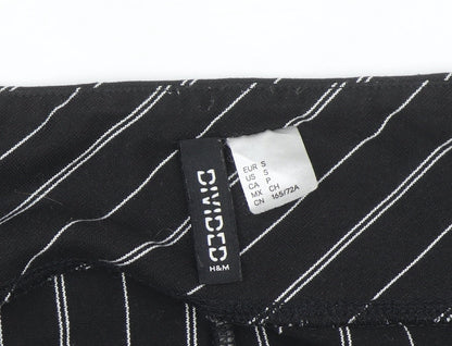 H&M Divided Women’s Black Striped Wide-Leg Trousers Size 8