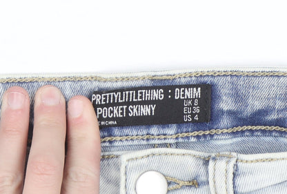 PrettyLittleThing Women's Blue Size 8 Skinny Stretch Jeans