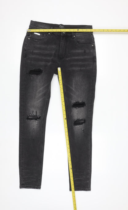 Pre London Men's Black Distressed Skinny Jeans 30R