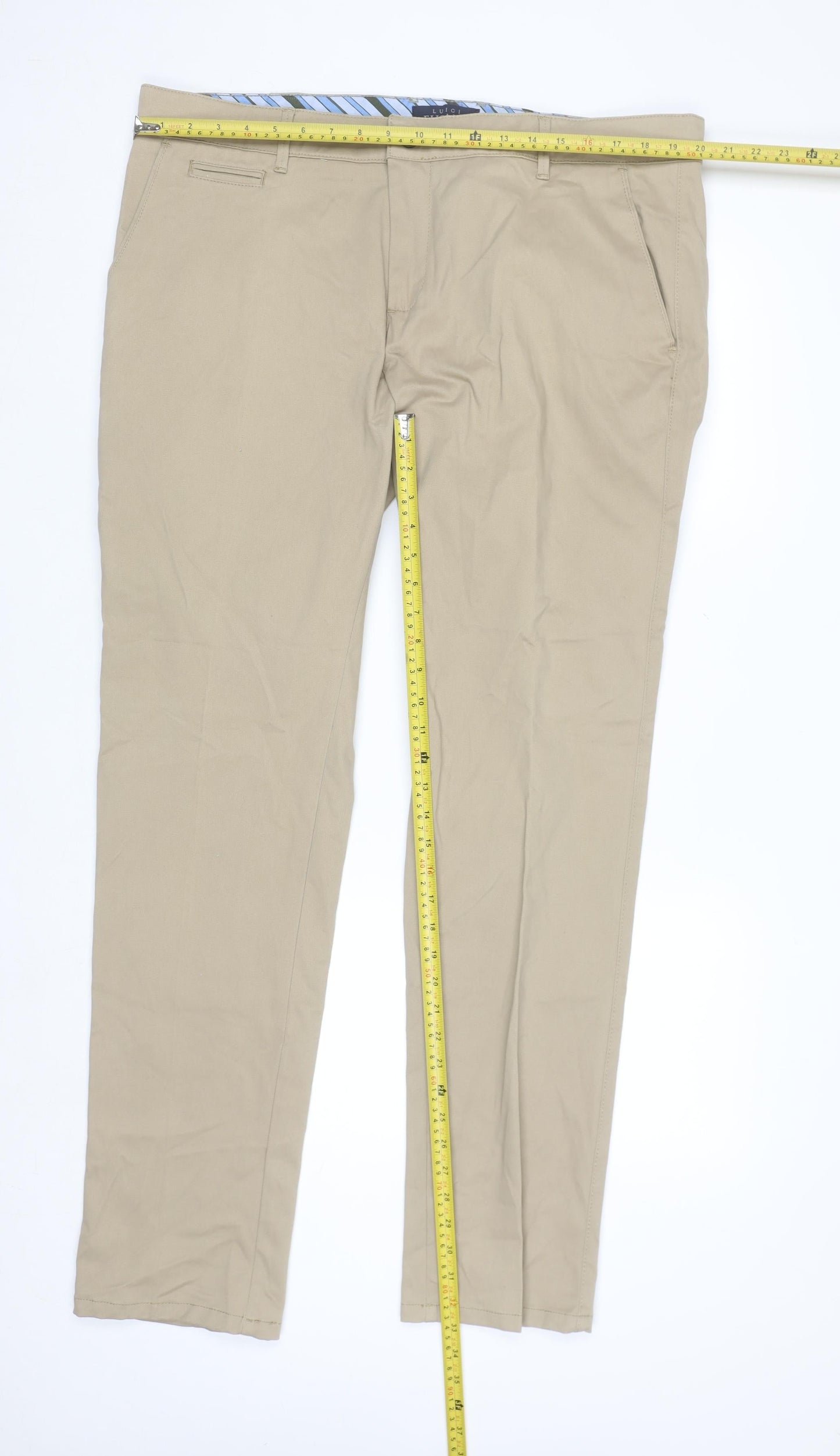 Luigi Fusaro Men’s Beige Chino Trousers Size 2XL Regular Fit