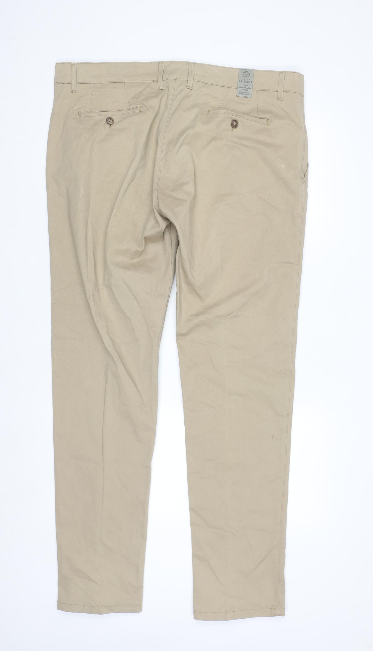 Luigi Fusaro Men’s Beige Chino Trousers Size 2XL Regular Fit