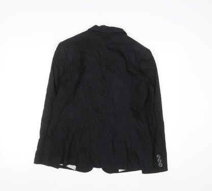 Marks and Spencer Women's Black Linen Blend Blazer Jacket Size 14