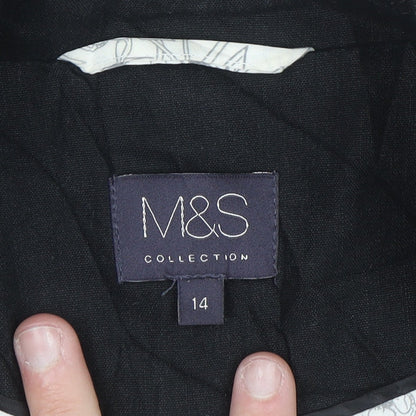 Marks and Spencer Women's Black Linen Blend Blazer Jacket Size 14