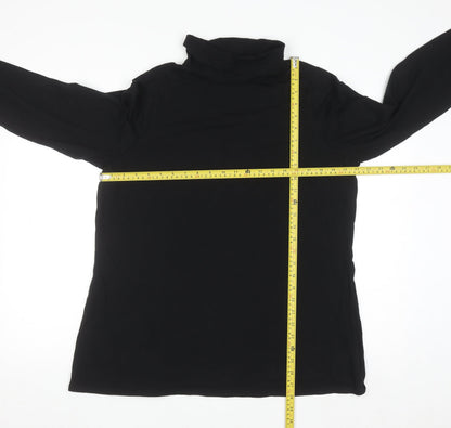 Yours Women's Black Roll Neck Long Sleeve Cotton Top Size 18