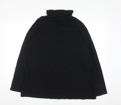 Yours Women's Black Roll Neck Long Sleeve Cotton Top Size 18