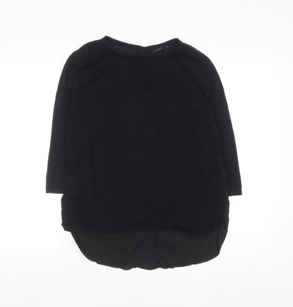 COS Women Black 3/4 Sleeve Silk Back Cotton Blouse Size S