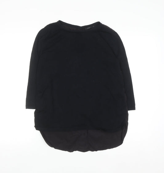 COS Women Black 3/4 Sleeve Silk Back Cotton Blouse Size S