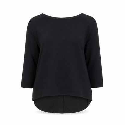 COS Women Black 3/4 Sleeve Silk Back Cotton Blouse Size S