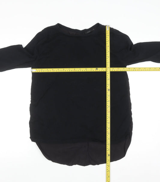 COS Women Black 3/4 Sleeve Silk Back Cotton Blouse Size S