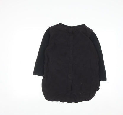 COS Women Black 3/4 Sleeve Silk Back Cotton Blouse Size S