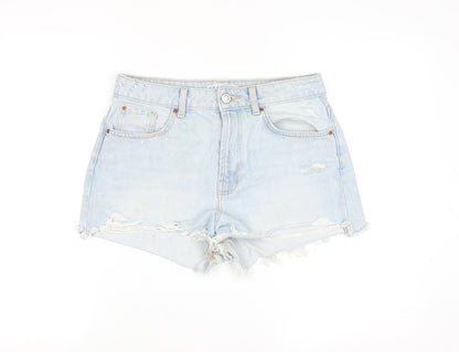 Primark Women Light Blue High Rise Cut-Off Denim Shorts Size 10