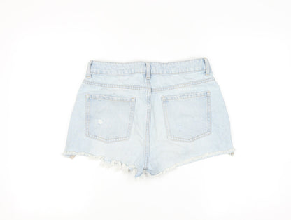 Primark Women Light Blue High Rise Cut-Off Denim Shorts Size 10